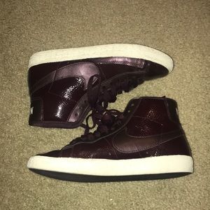 Nike black cherry high top sneakers
